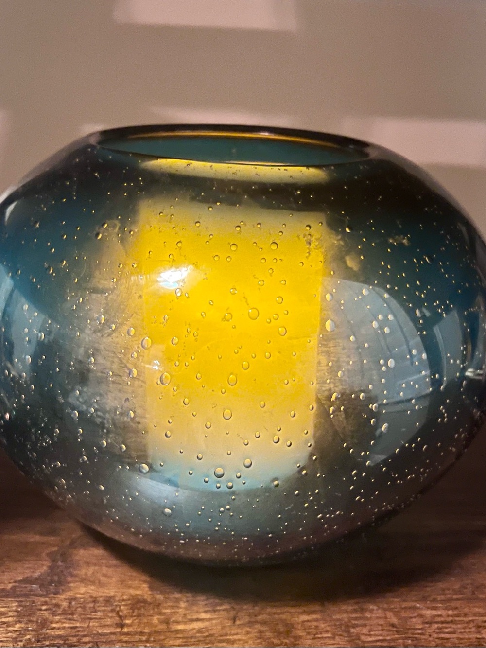 Handblown Blue Glass Decorative Vase/LED Candleholder by Threshold